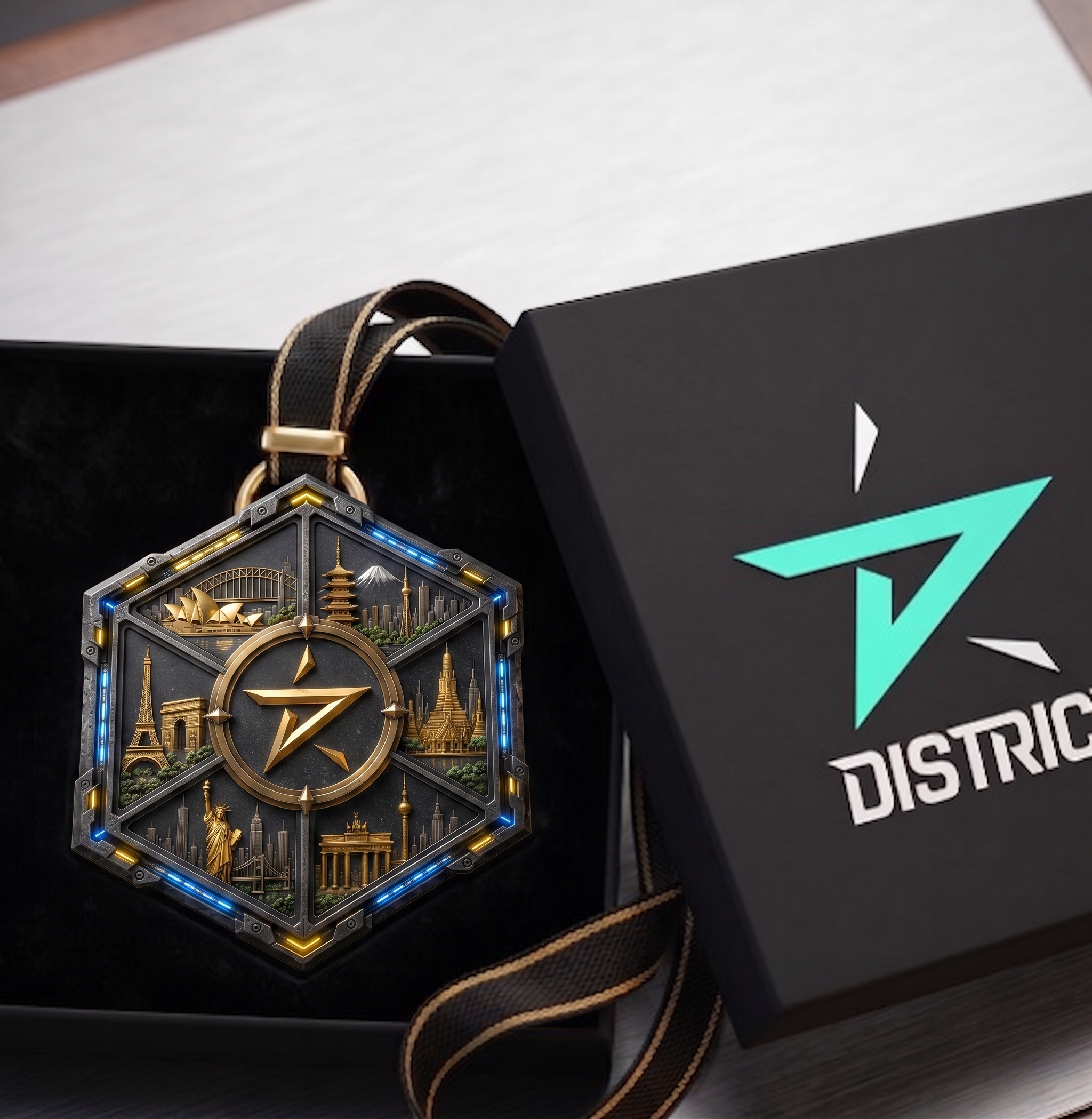 The Season 1 physical medal in its presentation box